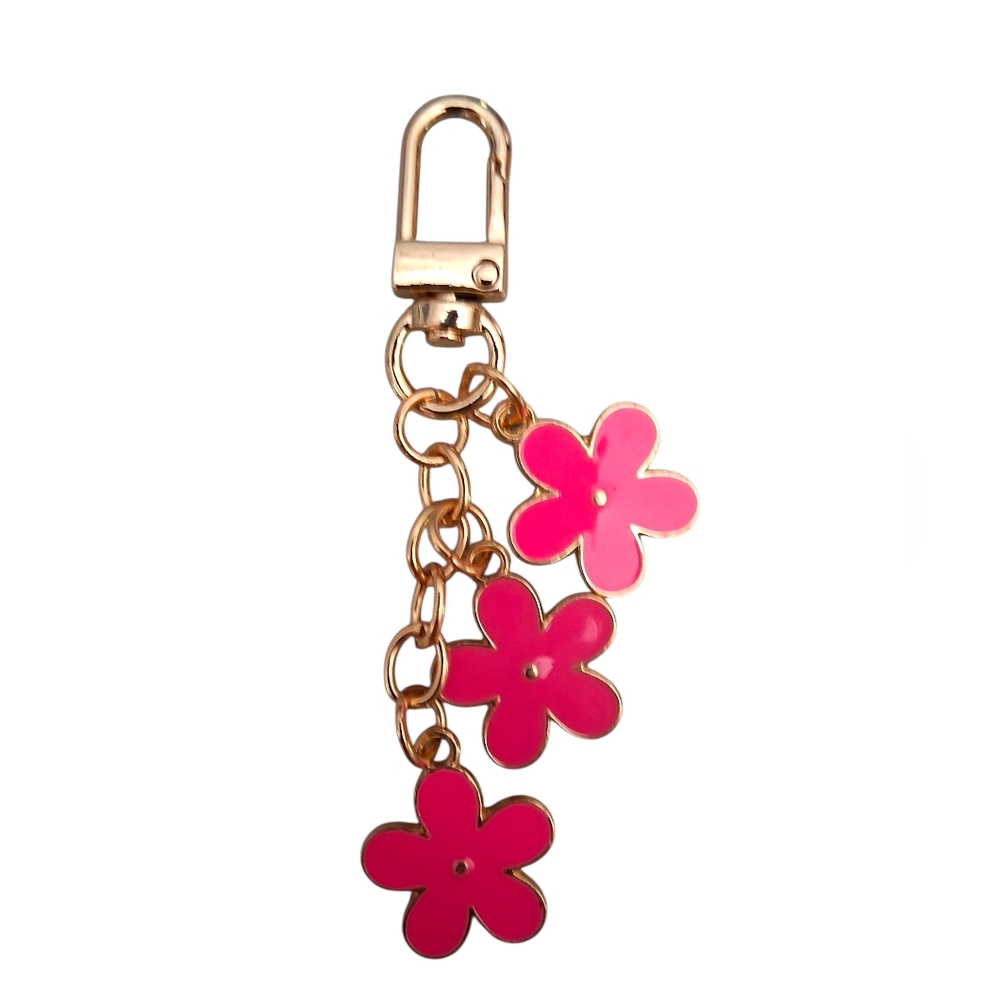 Pink Flower Charm Keychain – Cute Floral Bag Accessory